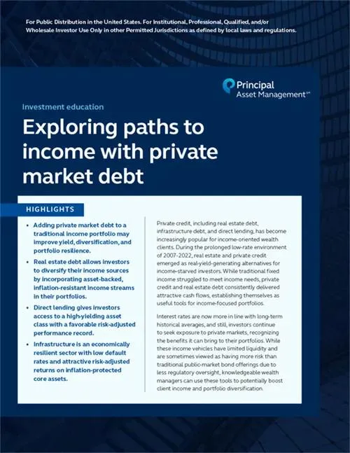 Exploring paths to income with private market debt PDF cover.