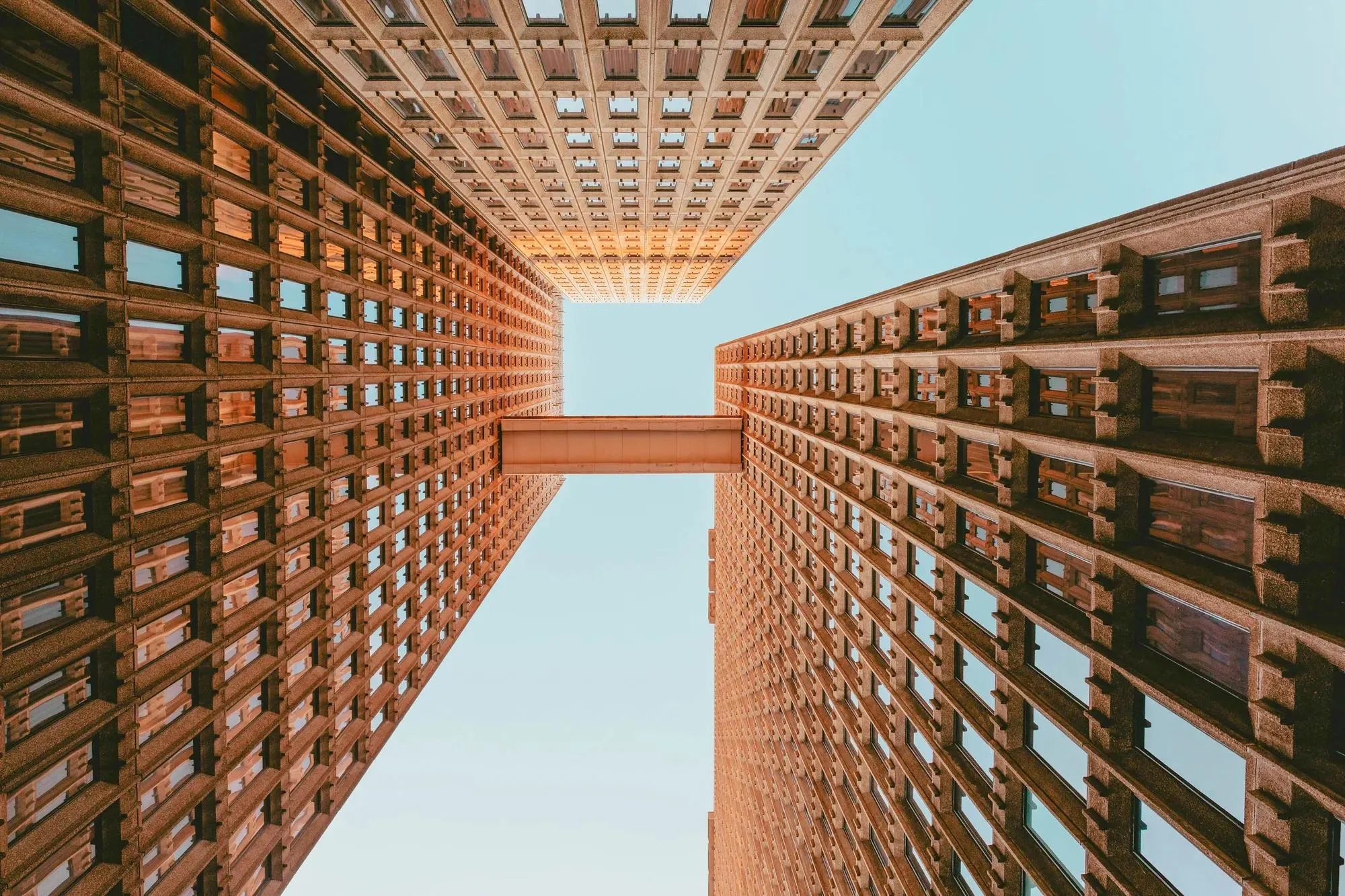 Low angle view of a city skyscraper.